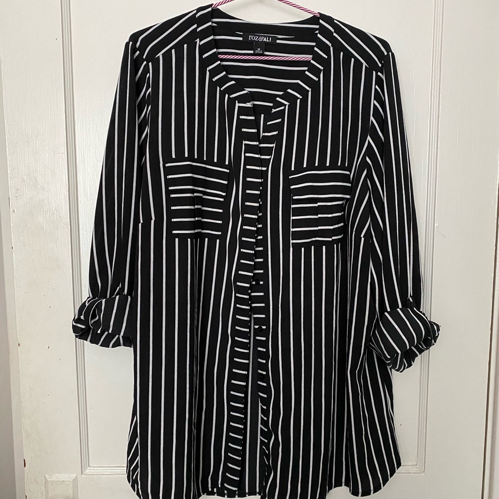 Striped, Button Down Blouse